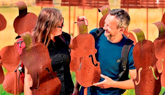 Duo met violen kunstwerken