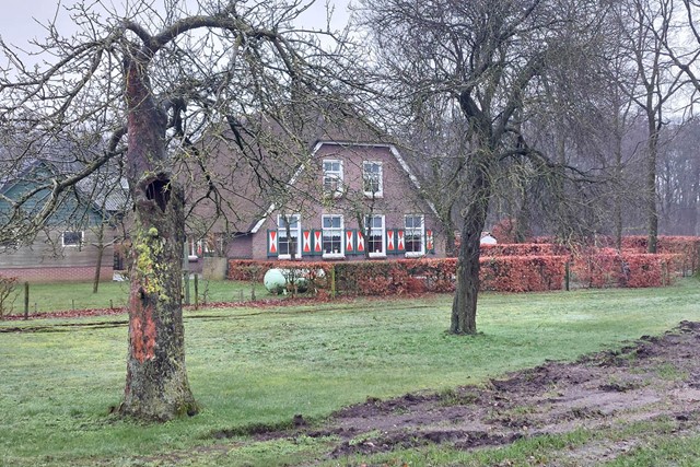  Wandelen in de ijstijd Uddelermeer; boerderij.