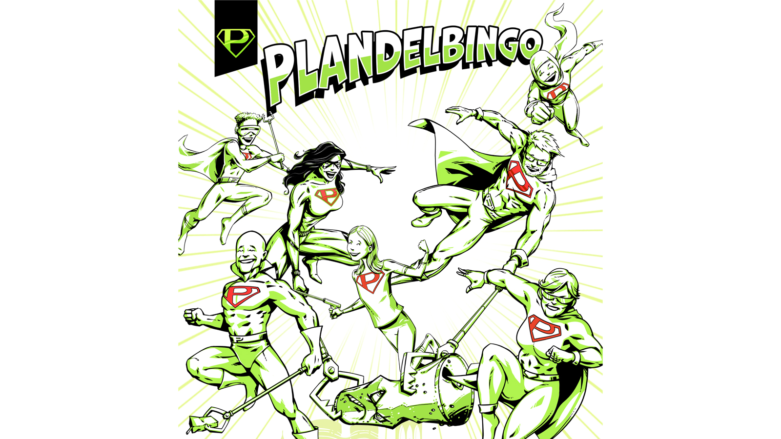 Illustratie van superhelden die plandelen