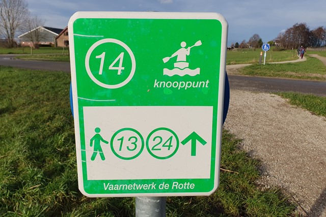 Bordjes en markeringen tijdens het wandelen