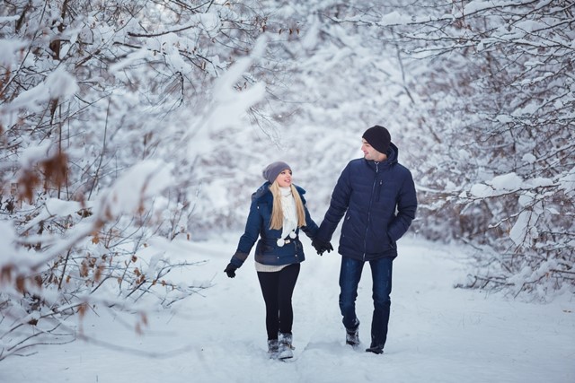 afbeelding van twee wandelaars in de sneeuw.