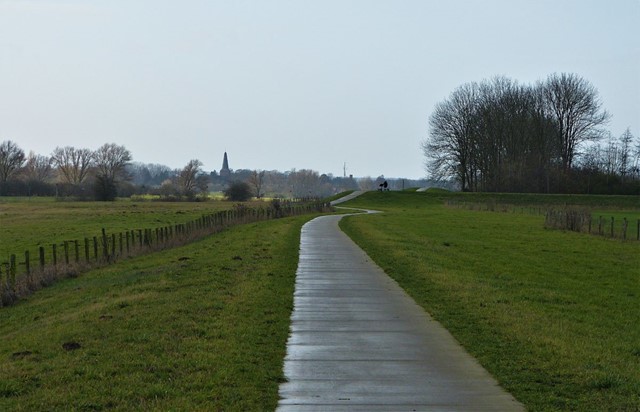 afbeelding van een pad tussen de weilanden bij Brummen en Zutphen.