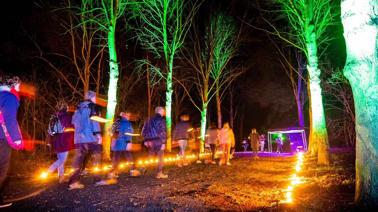 afbeelding van een verlichte route tijdens de City Pier Night Walk.