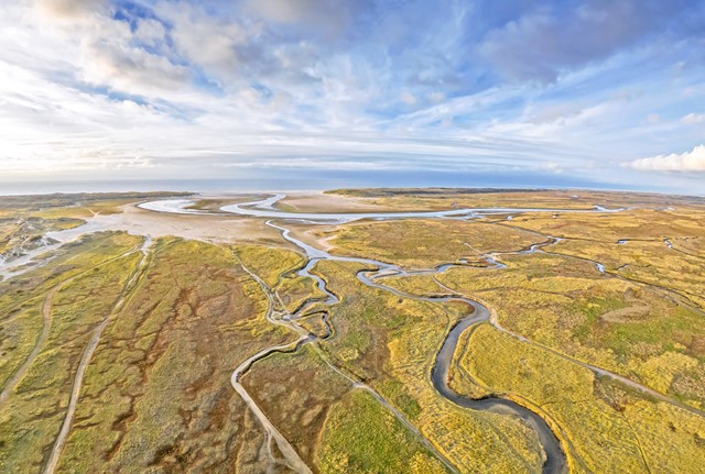 De Slufter op Texel vanuit de lucht.