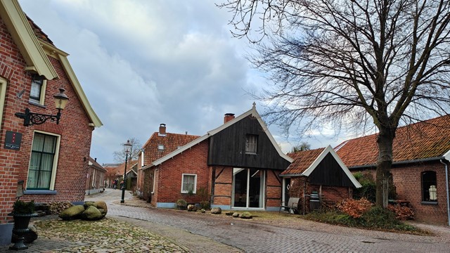 afbeelding van een straat met oud-Hollandse huizen in Borne.
