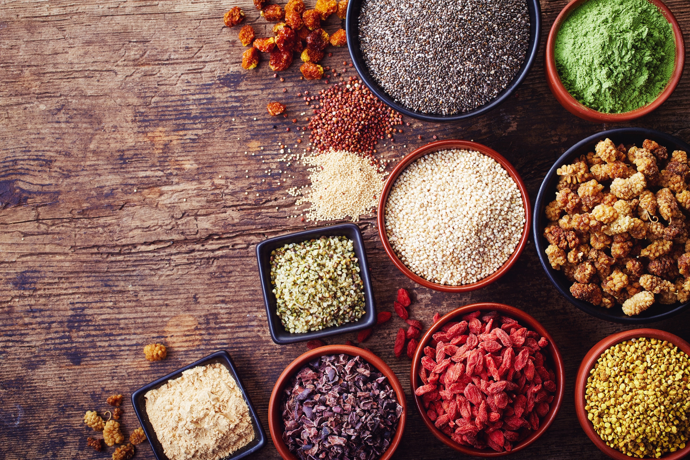 Verschillende soorten superfoods