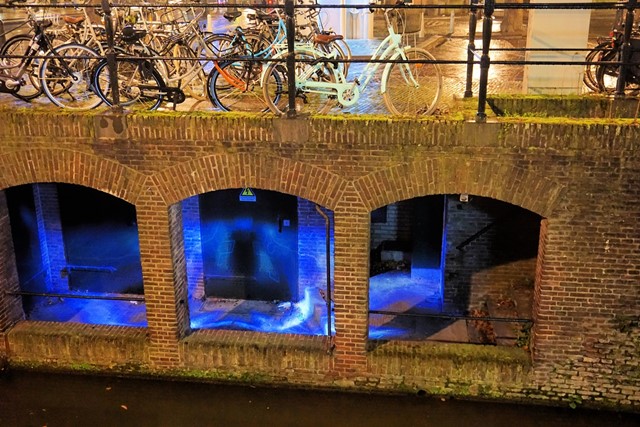 Een lichtobject in het centrum van Utrecht