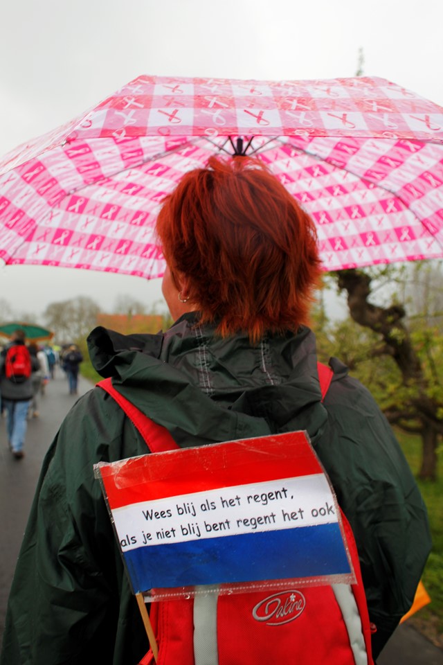 Wees blij als het regent, als je niet blijf bent regent het ook - Foto: Sharon Willems