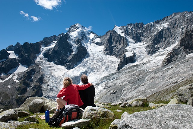 Uitzicht op de toppen van Mont Blanc