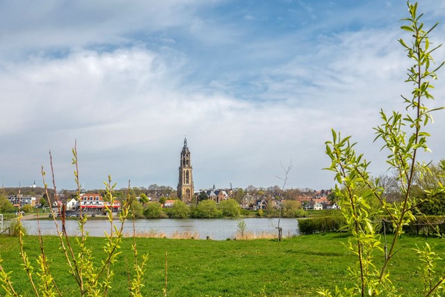 afbeelding van Rhenen aan het water op een zonnige dag.