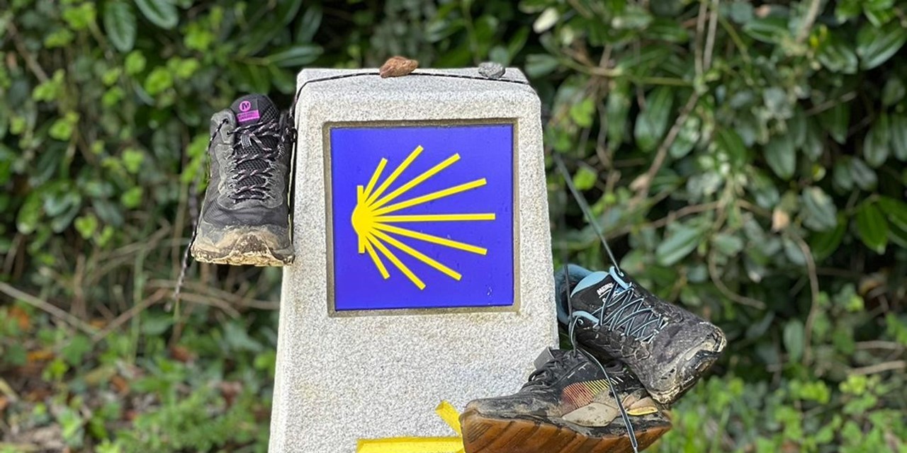 Markering paal Pelgrimstocht naar Santiago de Composella