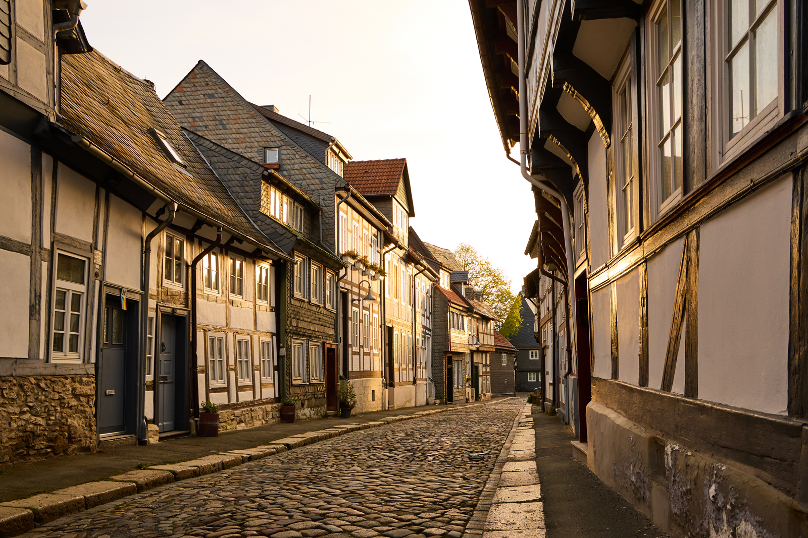 Vakwerkhuizen in Goslar, in de Harz in Duitsland.