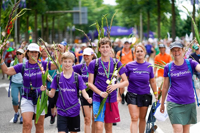 afbeelding van een groep wandelaars voor het Oogfonds.