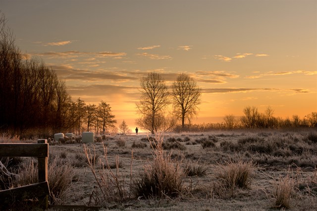 Zonopkomst met winterse omstandigheden
