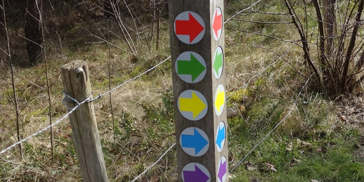 Bordjes En Markeringen Tijdens Het Wandelen