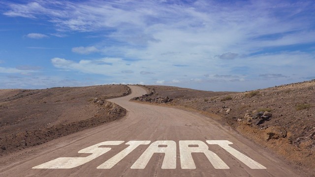 Start op het wegdek