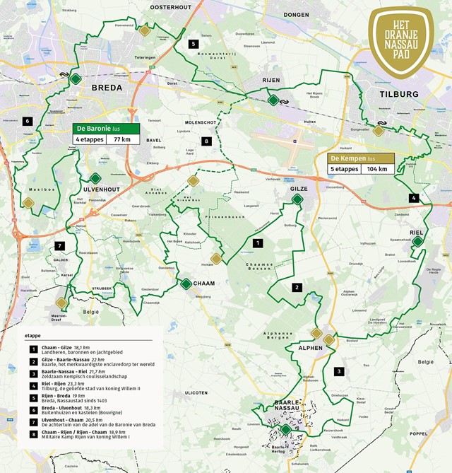 De route van het Oranje-Nassaupad