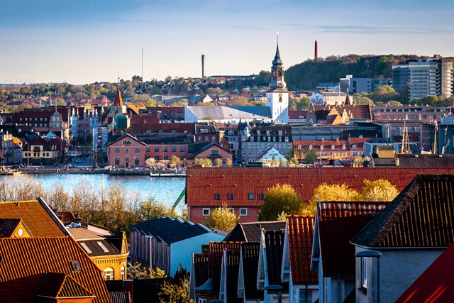 het stadsgezicht van Aalborg.