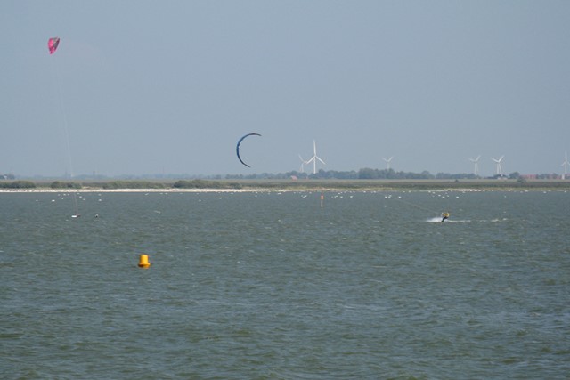 kitesurfers op het IJsselmeer