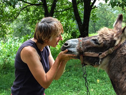 Hier Moet Je Zijn Voor Een Ezelwandeling: Ezel vrouw